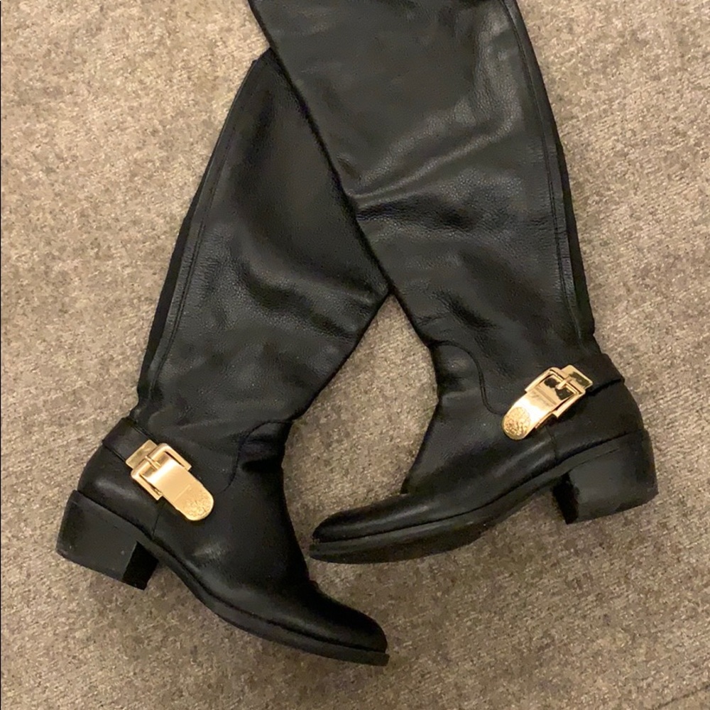 Vince Camuto knee black leather boots